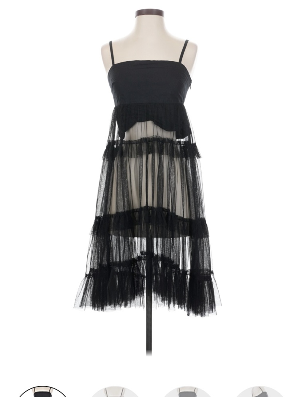 Anthropologie Black Tiered Sheer Tulle Midi Dress